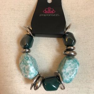 Chunky turquoise, white and silver bracelet